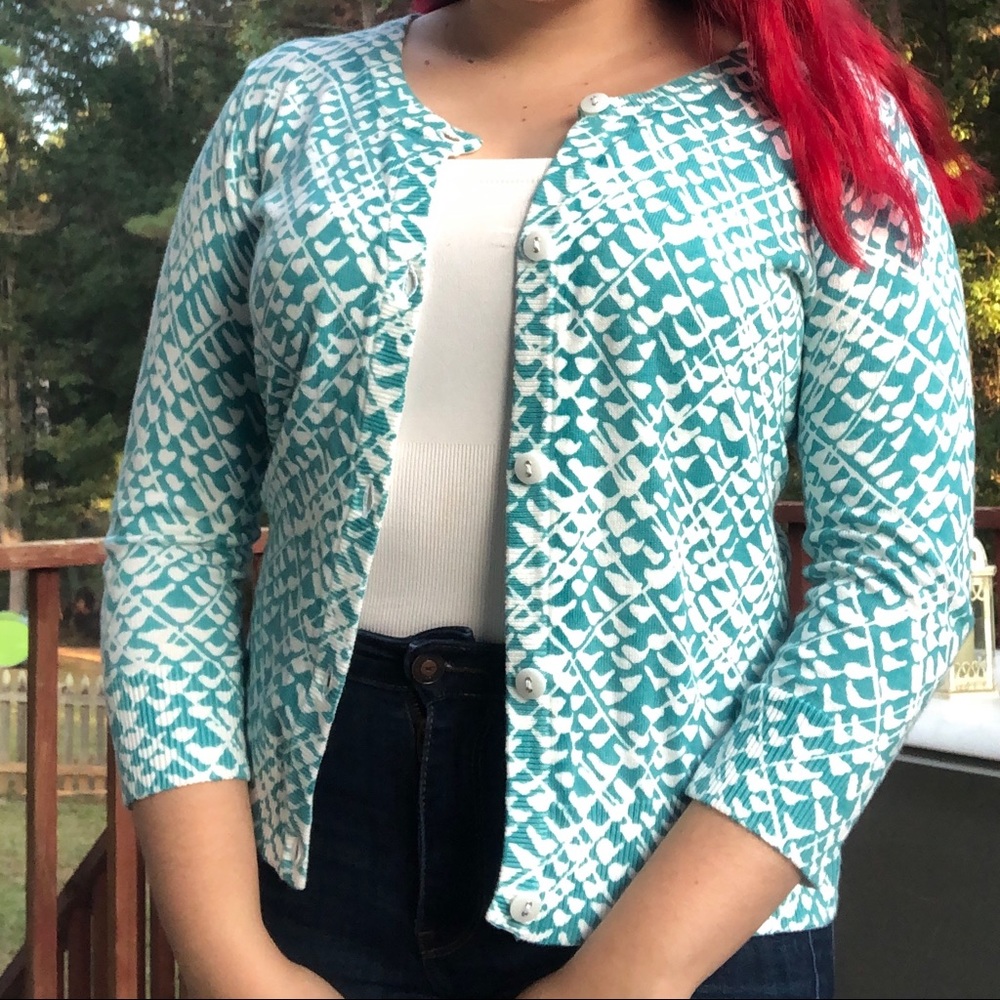 Light Blue Patterned Cardigan - image 1